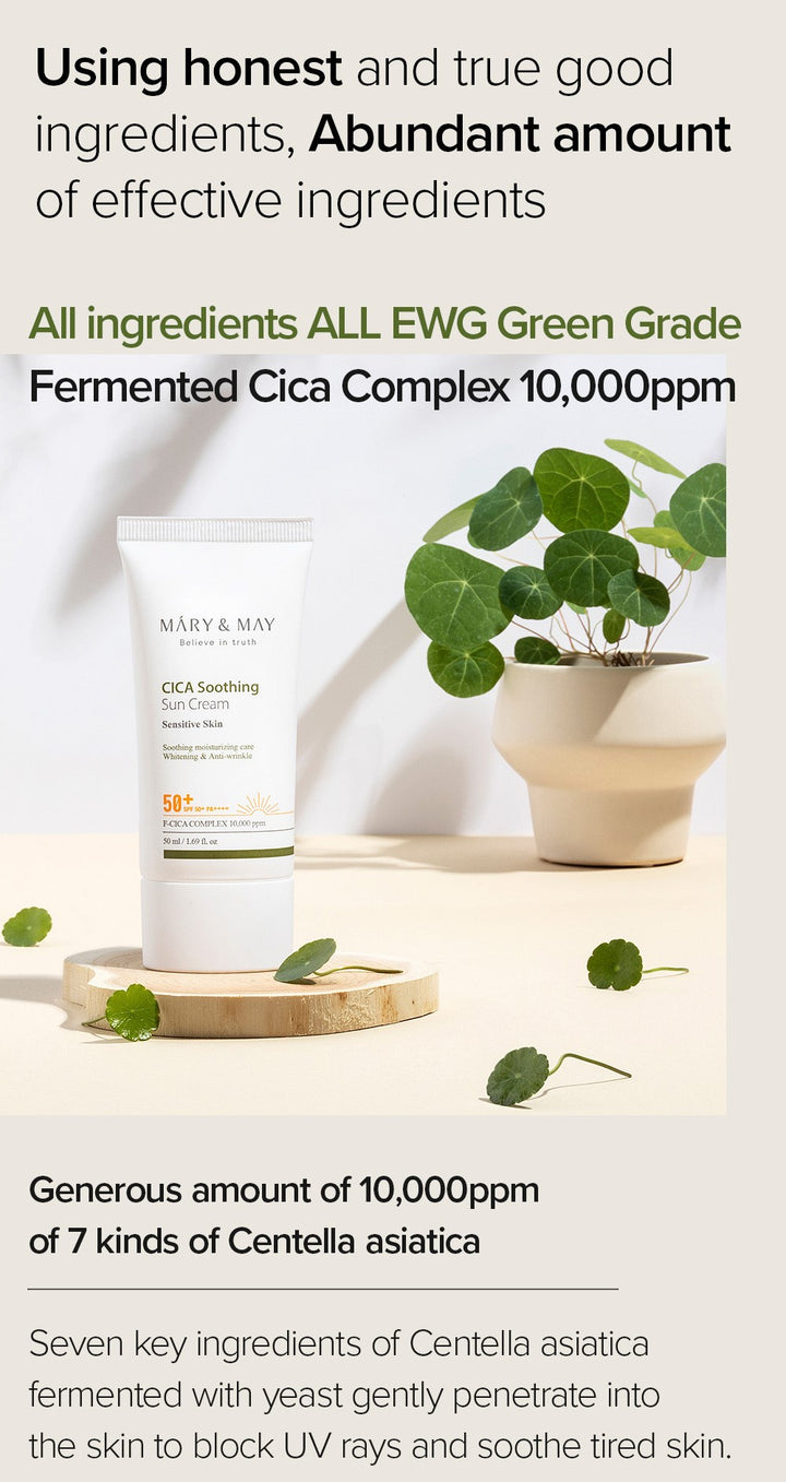 [Mary&May] CICA Soothing Sun Cream SPF50+ PA++++ - 50ml