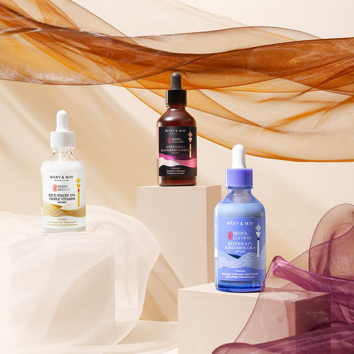 [Mary&May] Idebenone+Blackberry Complex Serum_80ml+[Mary&May] Rice niacin 10% Triple Vitamin Serum 80ml+[Mary&May] Retinol 0.1% Bakuchiol Cica Serum 80ml