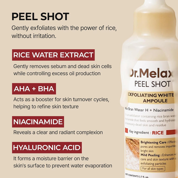 [Dr.Melaxin]  Peel Shot Glow White Rice Peeling Ampoule 80ml